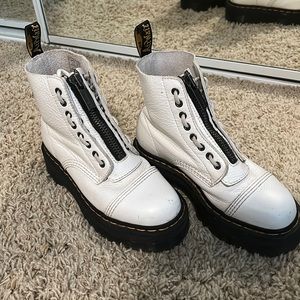 White Sinclair Milled Nappa Leather Platform Boots